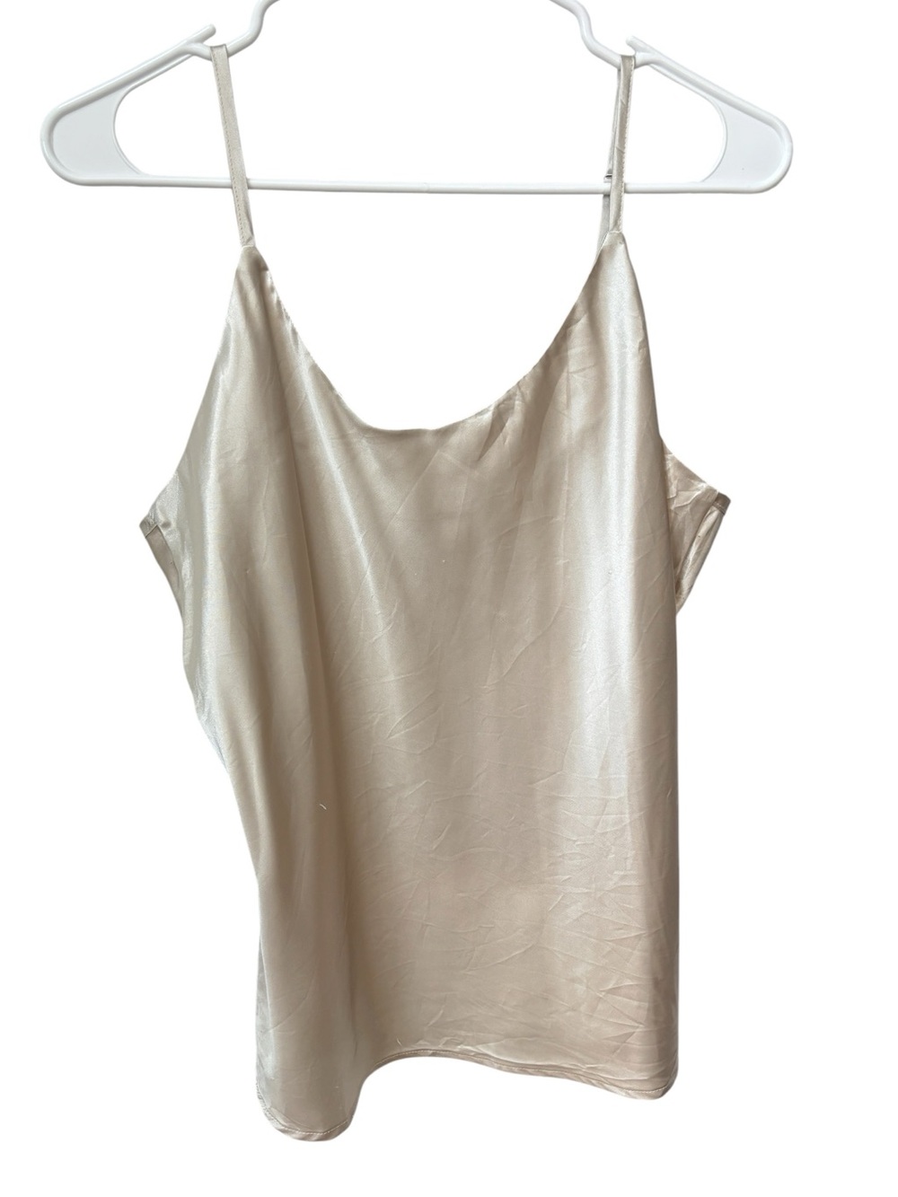 Rockin’C Satin Camisole Top Women’s Medium Beige Adjustable Straps Fairycore Y2K